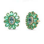 Emerald Aquamarine Diamond Earrings