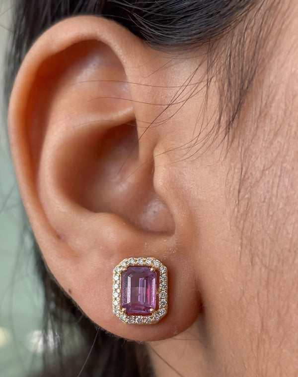 Pink Sapphire Diamond Earrings