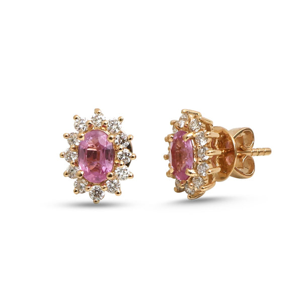 Pink Sapphire Diamond Earrings