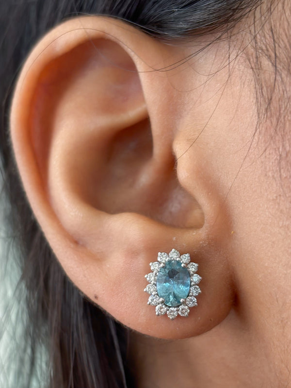 Aquamarine Diamond Earrings