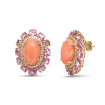 Coral Pink Sapphire Diamond Earrings