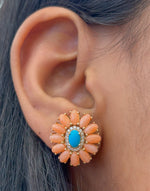 Coral Turquoise Diamond Earrings