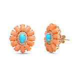 Coral Turquoise Diamond Earrings
