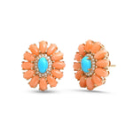 Coral Turquoise Diamond Earrings