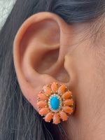 Coral Turquoise Diamond Earrings