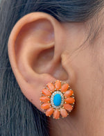 Coral Turquoise Diamond Earrings