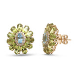 Peridot Aquamarine Diamond Earrings