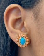 Coral Turquoise Diamond Earrings