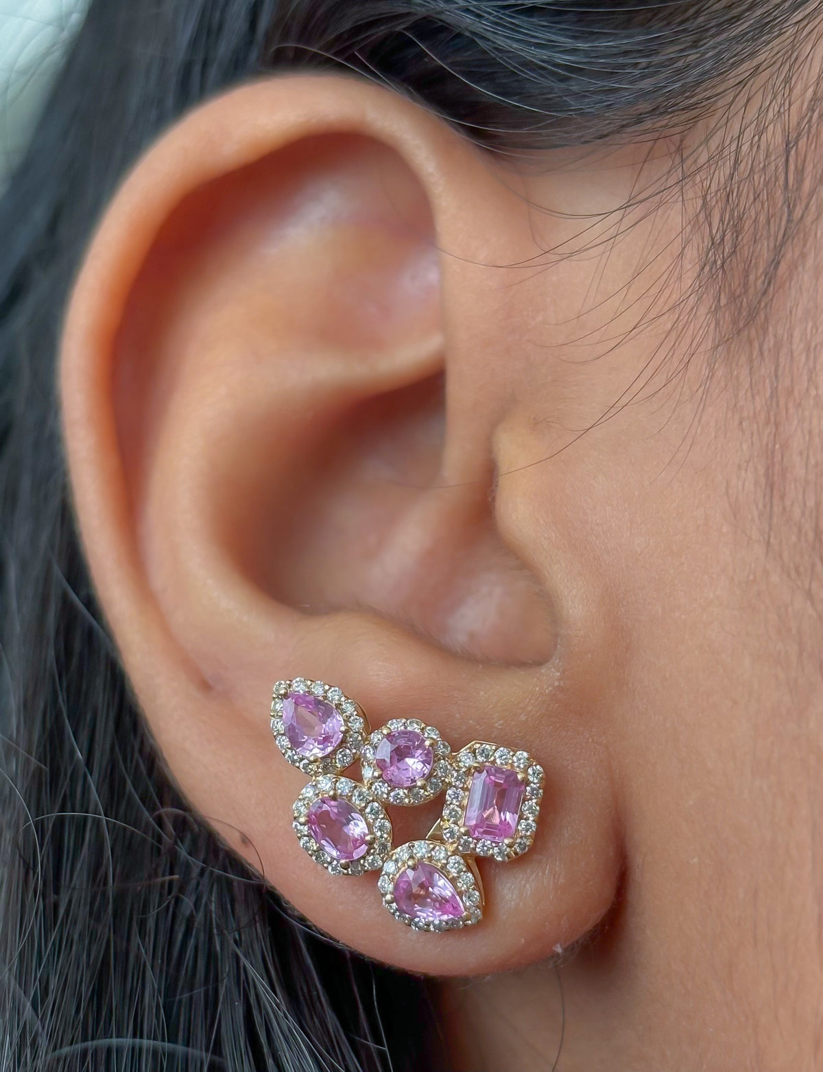 Pink Sapphire Diamond Earrings