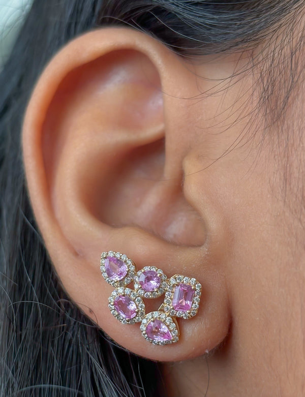 Pink Sapphire Diamond Earrings