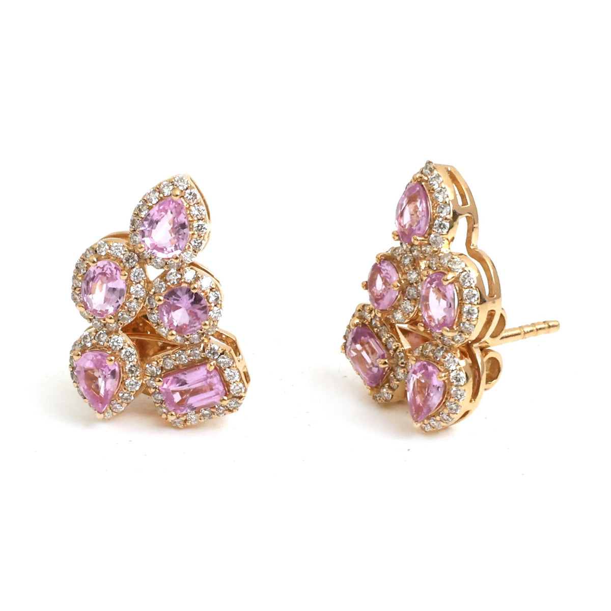 Pink Sapphire Diamond Earrings