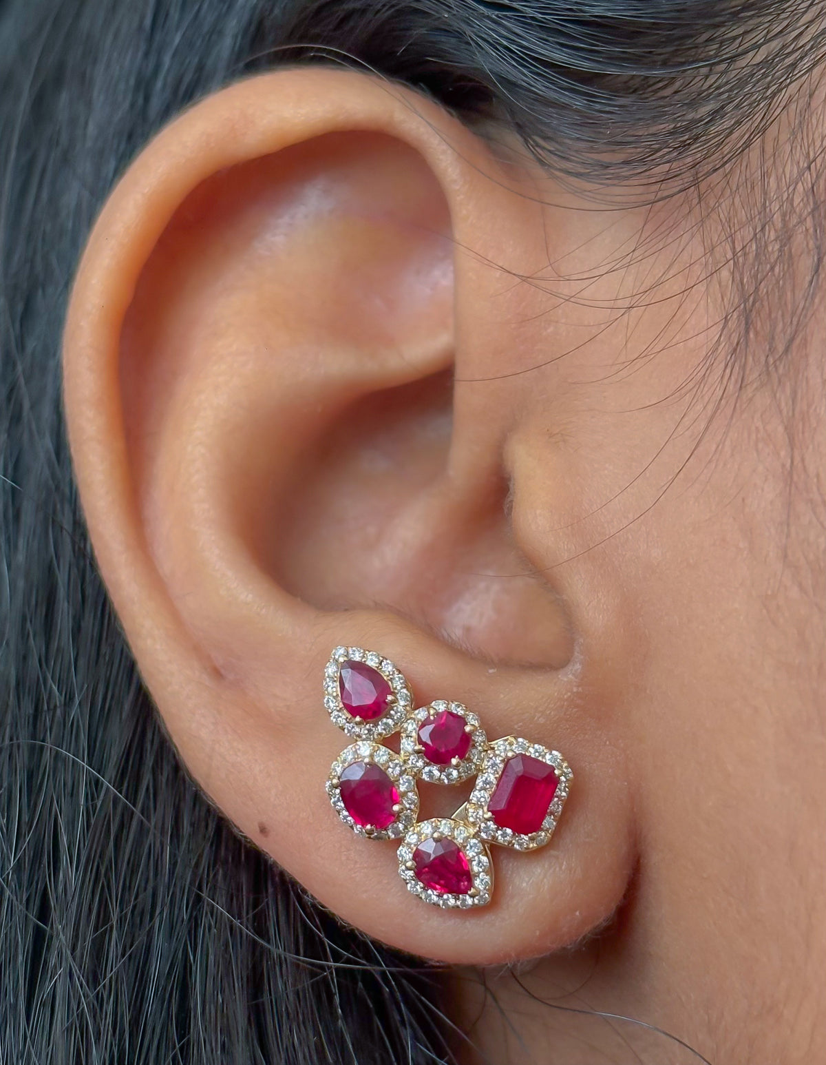 Ruby Diamond Earrings
