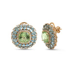 Tourmaline Mix Aquamarine Diamond Earrings