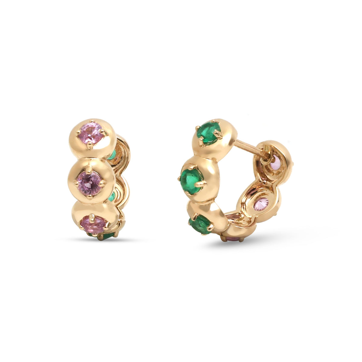 Pink Sapphire Emerald Earrings