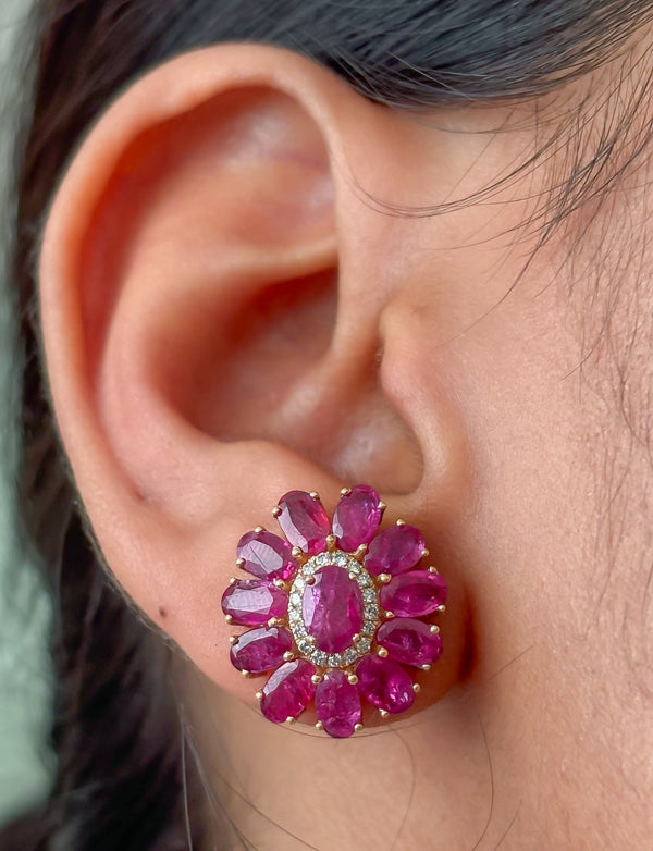 Ruby Diamond Earrings