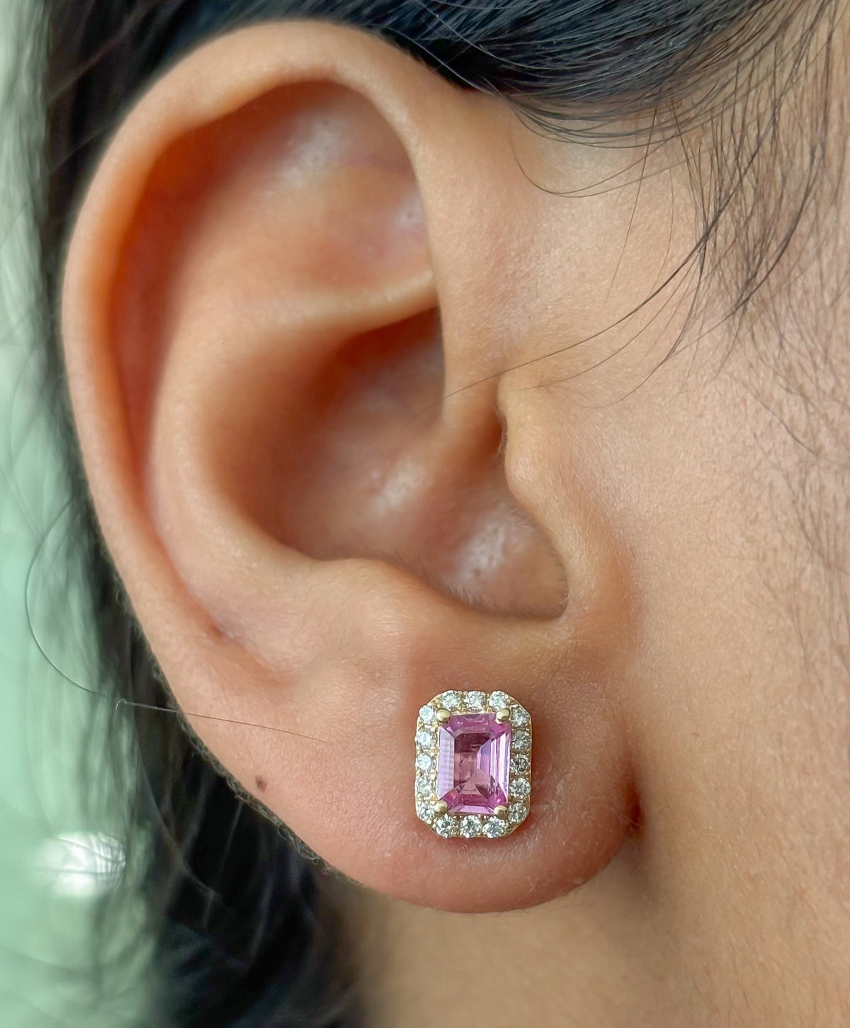 Pink Sapphire Diamond Earrings
