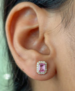 Pink Sapphire Diamond Earrings
