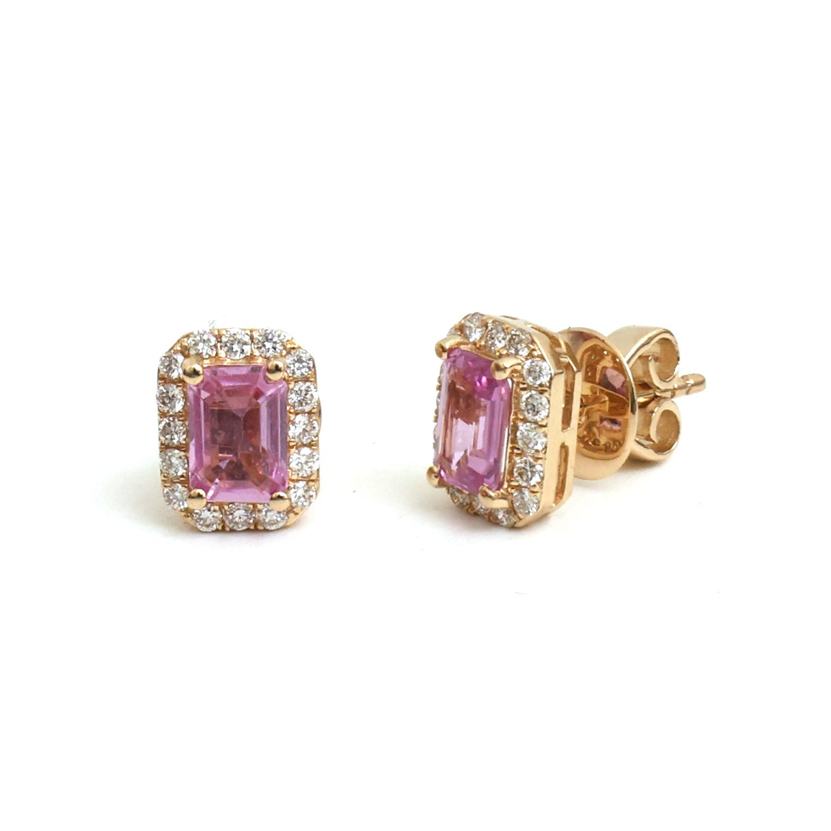 Pink Sapphire Diamond Earrings