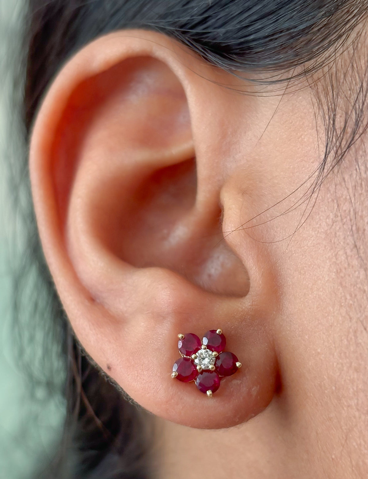 Ruby Diamond Earrings