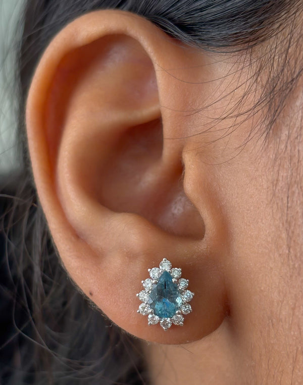 Aquamarine Diamond Earrings