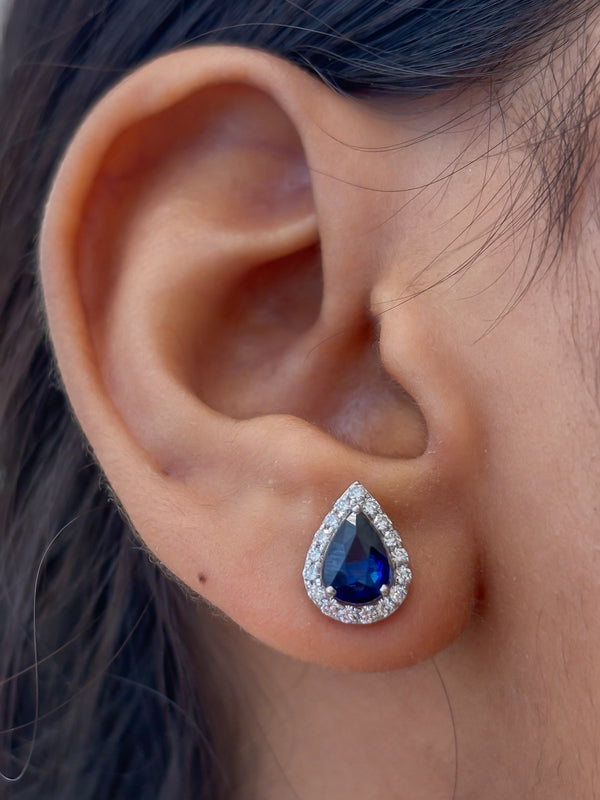 Blue Sapphire Diamond Earrings