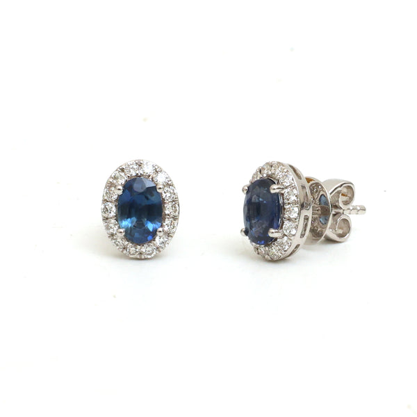 Blue Sapphire Diamond Earrings