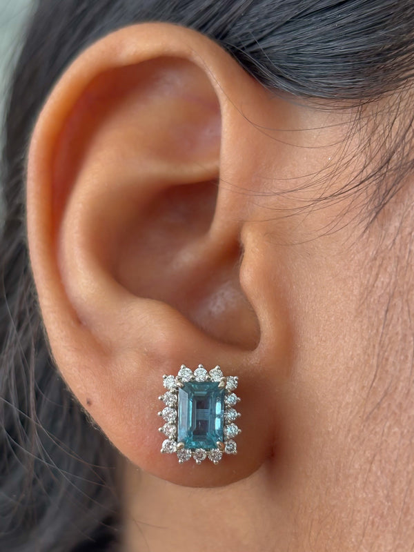 Aquamarine Diamond Earrings