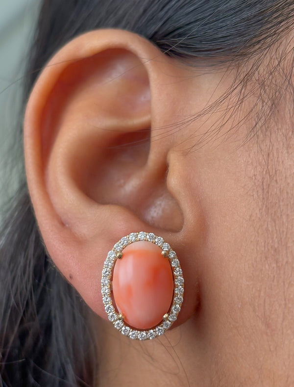 Coral Diamond Earrings