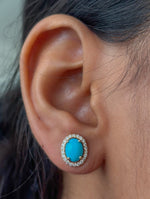 Pink Sapphire Turquoise Diamond Earrings