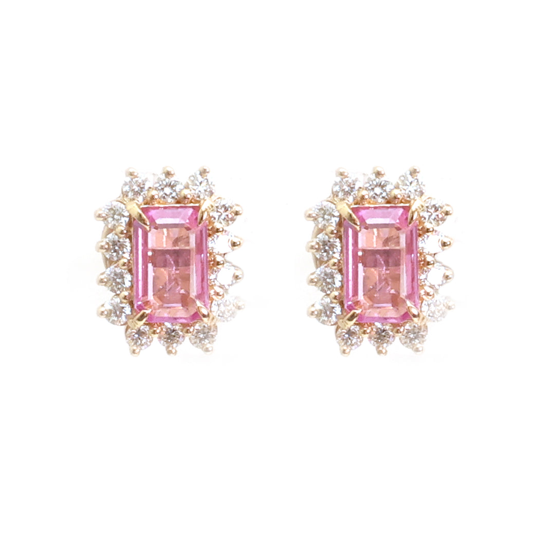 Pink Sapphire Diamond Earrings