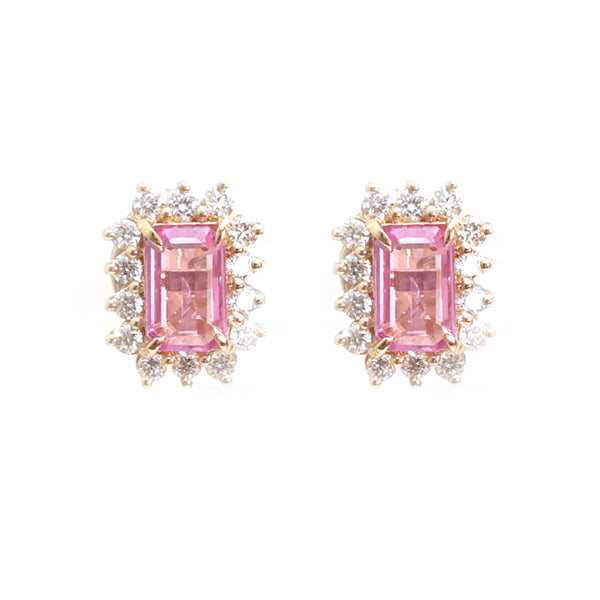 Pink Sapphire Diamond Earrings