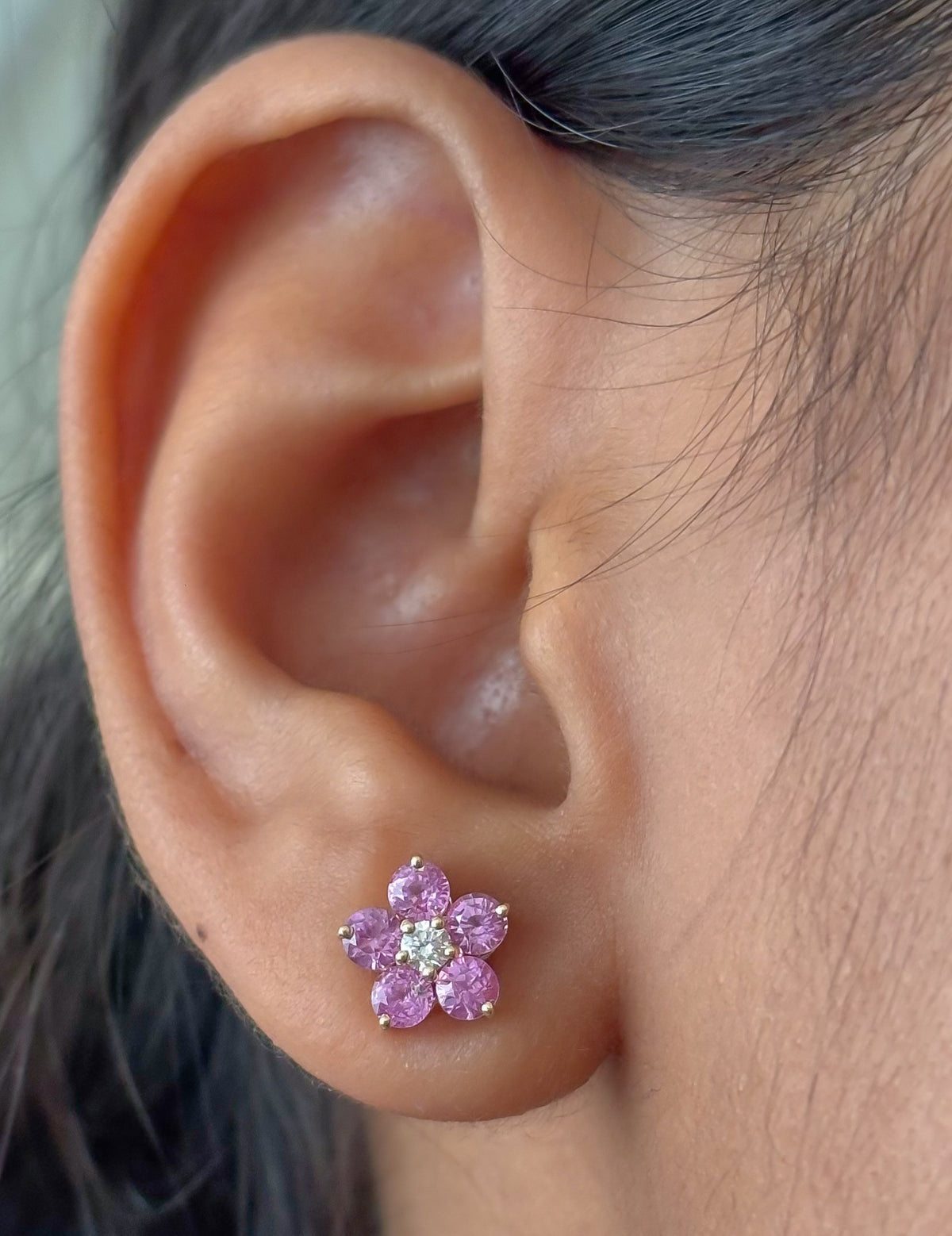 Pink Sapphire Diamond Earrings