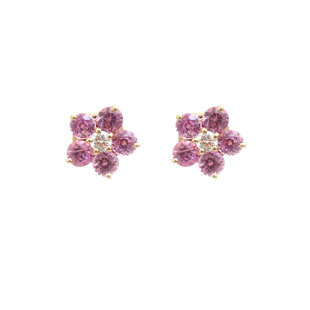 Pink Sapphire Diamond Earrings