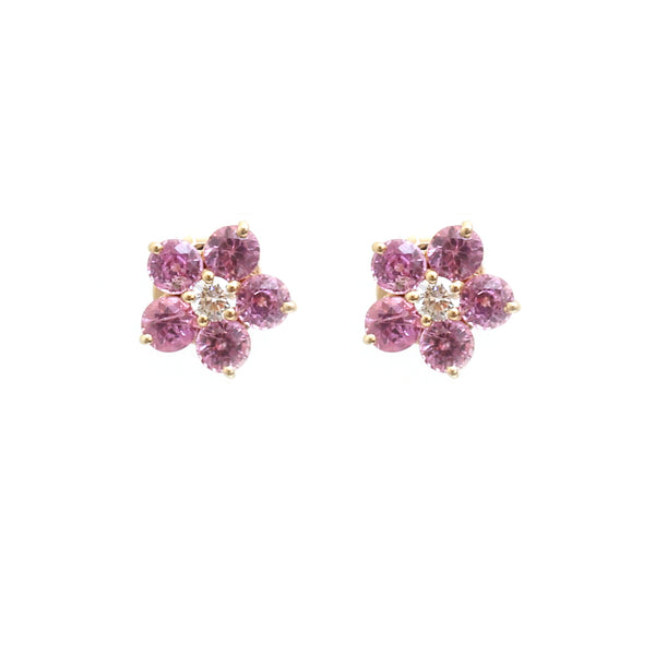 Pink Sapphire Diamond Earrings