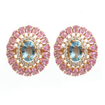 Pink Sapphire Aquamarine Diamond Earrings