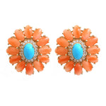 Coral Turquoise Diamond Earrings