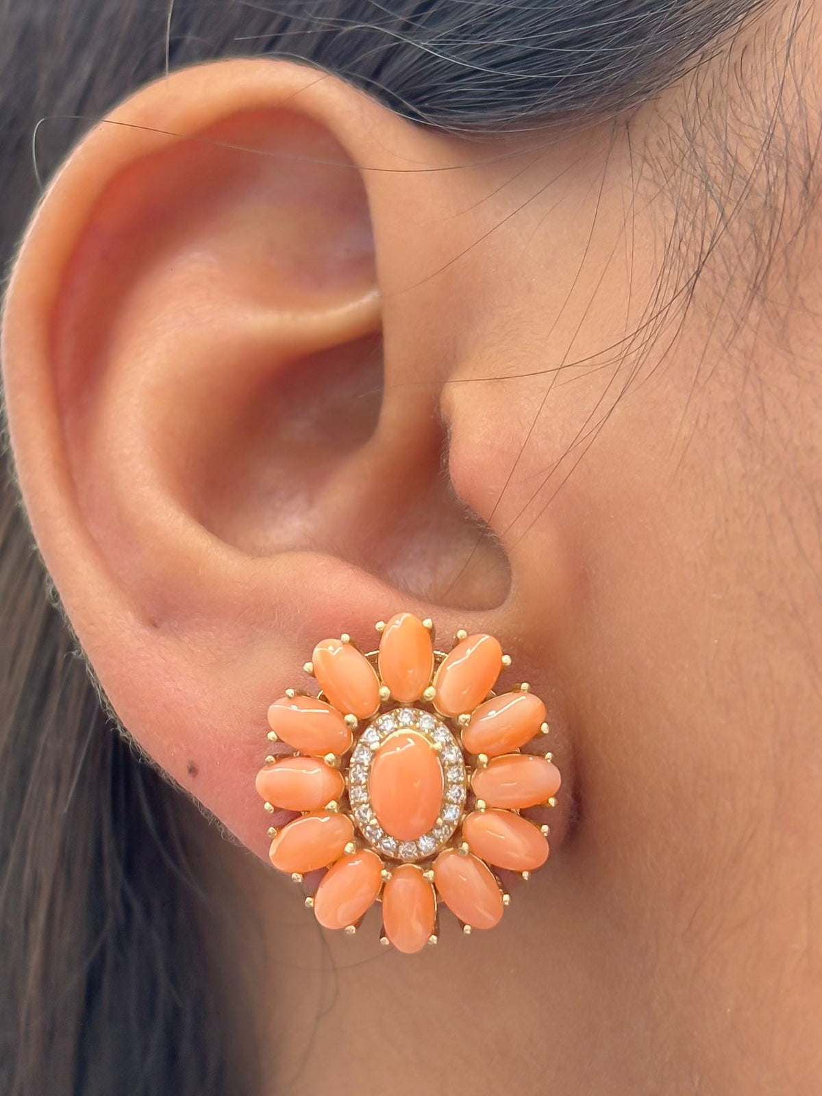 Coral Diamond Earrings