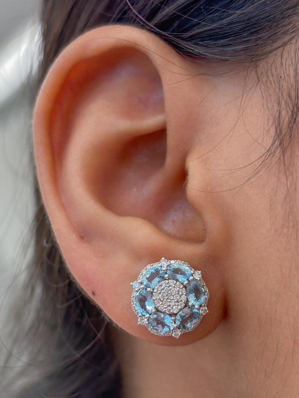 Aquamarine Diamond Earrings