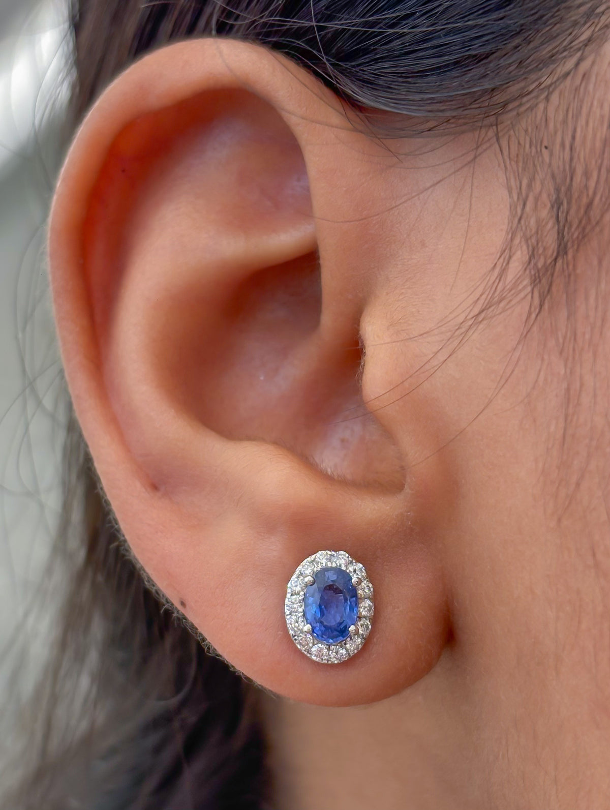 Blue Sapphire Diamond Earrings