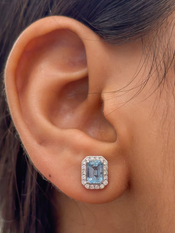 Aquamarine Diamond Earrings