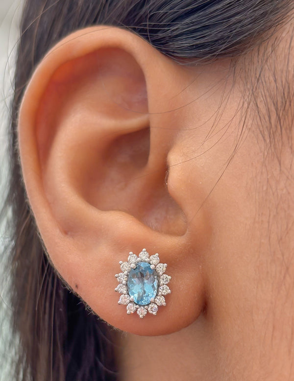 Aquamarine Diamond Earrings
