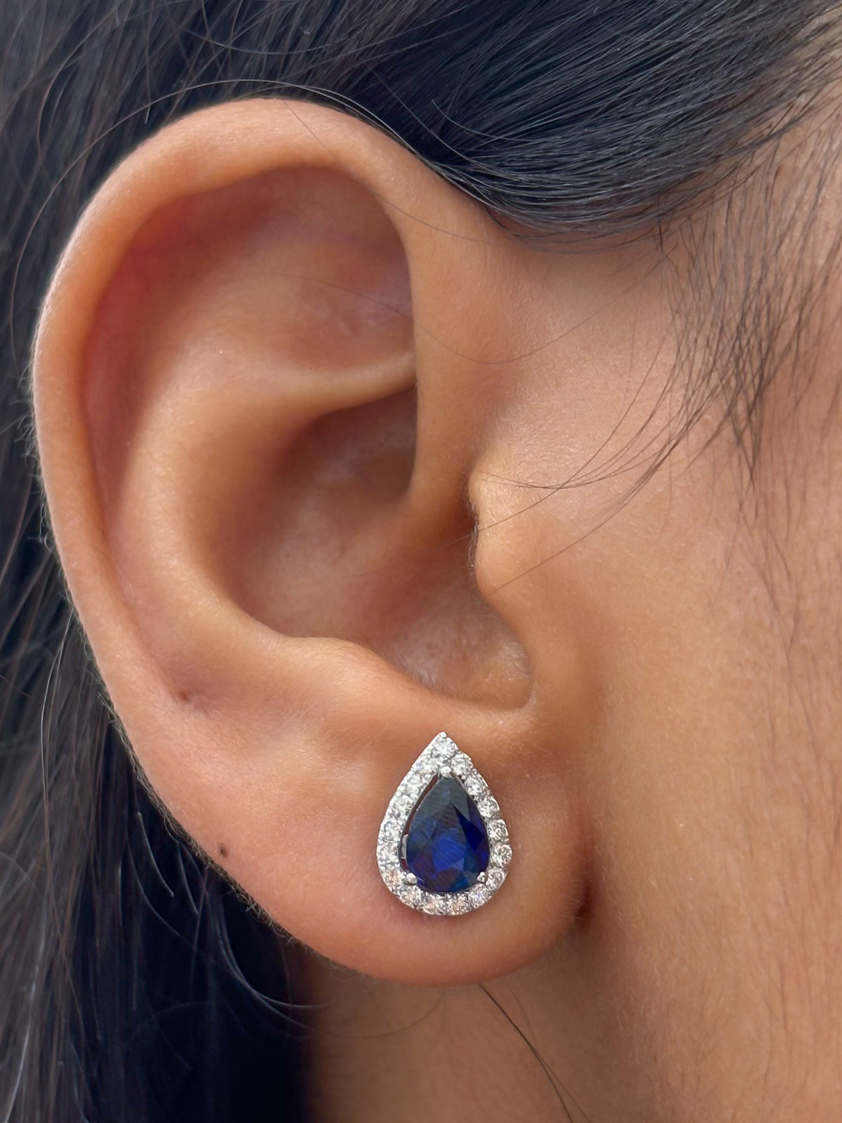 Blue Sapphire Diamond Earrings