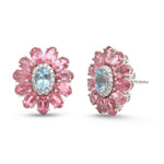 Rubellite Aquamarine Diamond Earrings