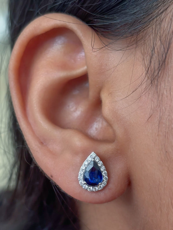 Blue Sapphire Diamond Earrings