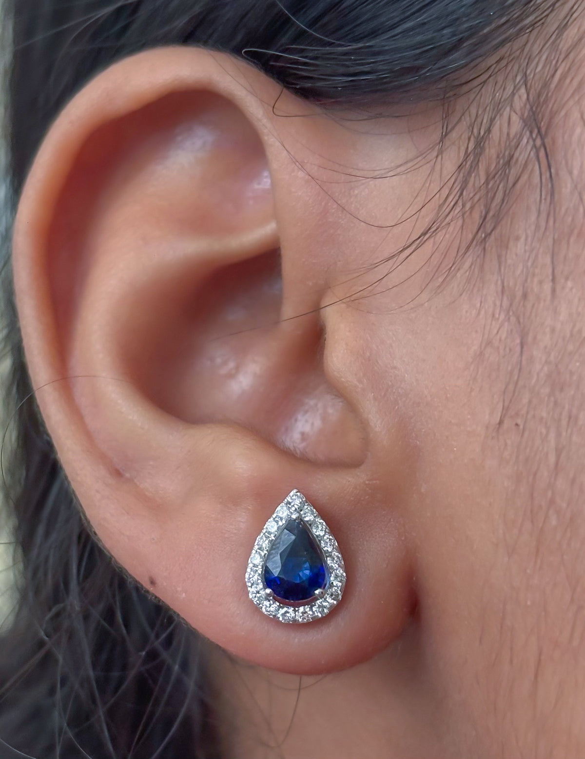 Blue Sapphire Diamond Earrings