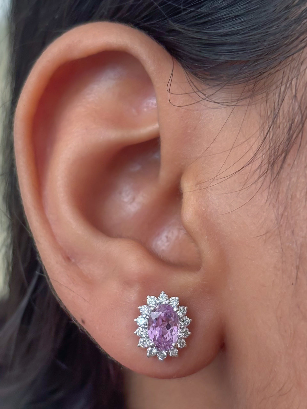 Kunzite Diamond Earrings