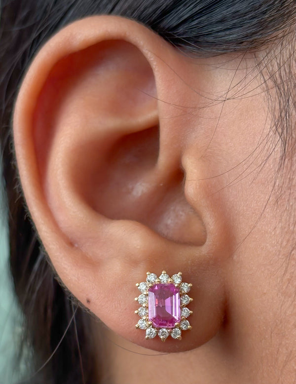 Pink Sapphire Diamond Earrings
