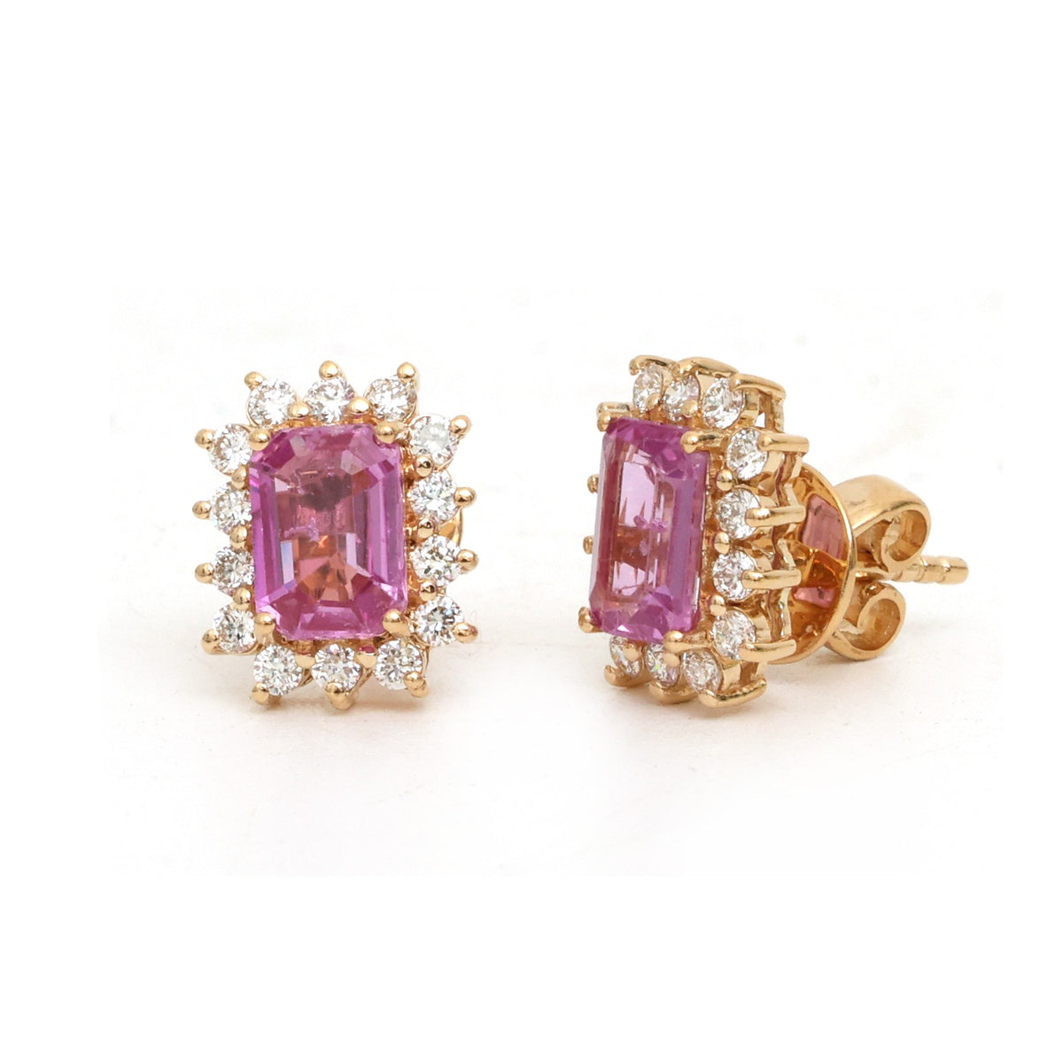 Pink Sapphire Diamond Earrings
