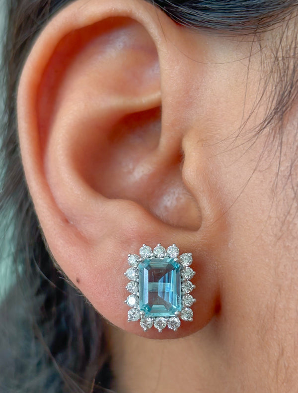 Aquamarine Diamond Earrings