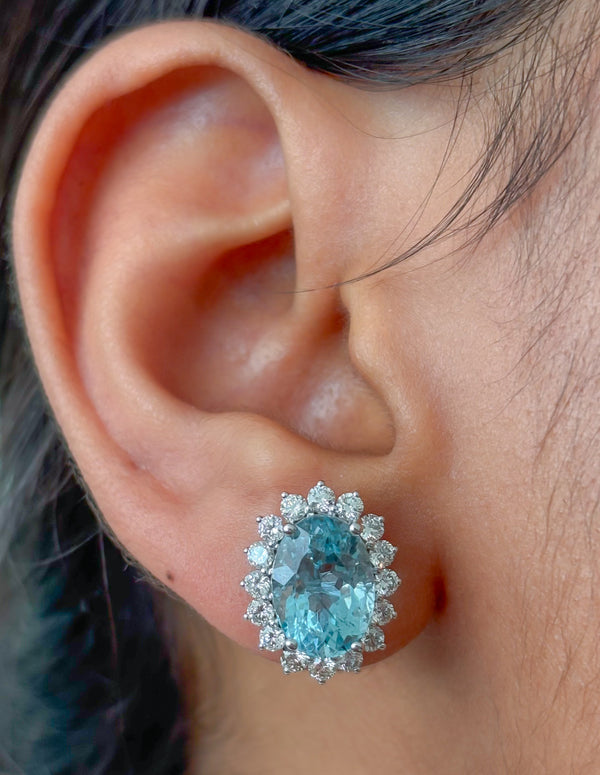 Aquamarine Diamond Earrings